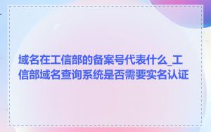 域名在工信部的备案号代表什么_工信部域名查询系统是否需要实名认证