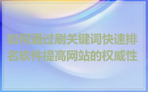 如何通过刷关键词快速排名软件提高网站的权威性