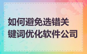 如何避免选错关键词优化软件公司