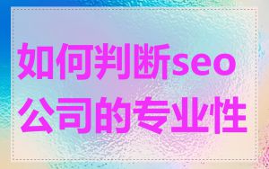 如何判断seo公司的专业性