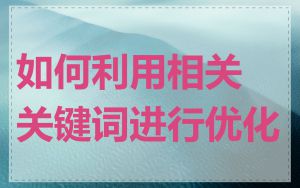 如何利用相关关键词进行优化