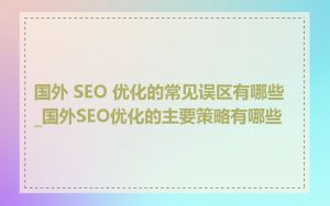 国外 SEO 优化的常见误区有哪些_国外SEO优化的主要策略有哪些