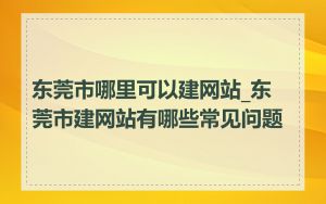 东莞市哪里可以建网站_东莞市建网站有哪些常见问题