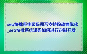 seo快排系统源码是否支持移动端优化_seo快排系统源码如何进行定制开发