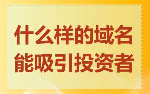 什么样的域名能吸引投资者