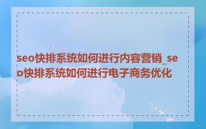 seo快排系统如何进行内容营销_seo快排系统如何进行电子商务优化