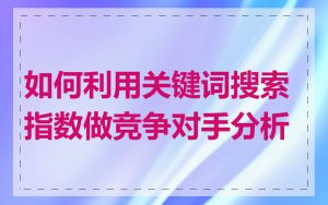 如何利用关键词搜索指数做竞争对手分析