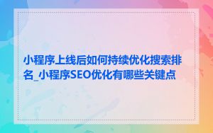 小程序上线后如何持续优化搜索排名_小程序SEO优化有哪些关键点