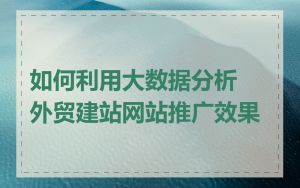 如何利用大数据分析外贸建站网站推广效果