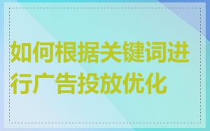 如何根据关键词进行广告投放优化