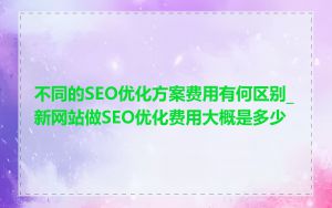 不同的SEO优化方案费用有何区别_新网站做SEO优化费用大概是多少