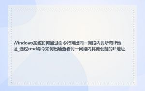 Windows系统如何通过命令行列出同一网段内的所有IP地址_通过cmd命令如何迅速查看同一网络内其他设备的IP地址