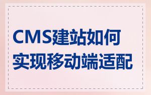 CMS建站如何实现移动端适配