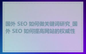 国外 SEO 如何做关键词研究_国外 SEO 如何提高网站的权威性