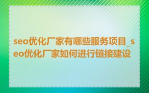 seo优化厂家有哪些服务项目_seo优化厂家如何进行链接建设