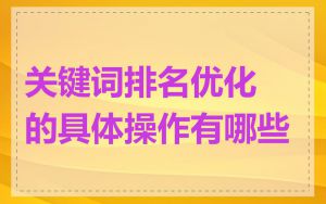 关键词排名优化的具体操作有哪些