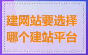 建网站要选择哪个建站平台