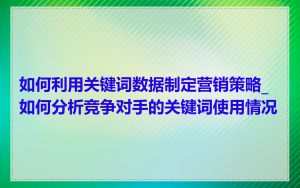 如何利用关键词数据制定营销策略_如何分析竞争对手的关键词使用情况