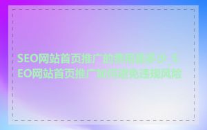 SEO网站首页推广的费用是多少_SEO网站首页推广如何避免违规风险