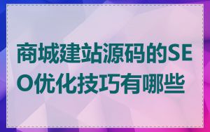 商城建站源码的SEO优化技巧有哪些