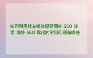 如何利用社交媒体提高国外 SEO 效果_国外 SEO 优化的常见问题有哪些