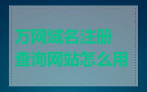 万网域名注册查询网站怎么用