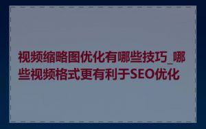 视频缩略图优化有哪些技巧_哪些视频格式更有利于SEO优化