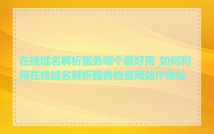 在线域名解析服务哪个最好用_如何利用在线域名解析服务检查网站IP地址