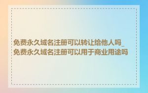 免费永久域名注册可以转让给他人吗_免费永久域名注册可以用于商业用途吗