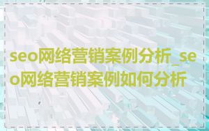 seo网络营销案例分析_seo网络营销案例如何分析