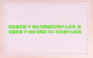 域名服务器 IP 地址与网络延迟有什么关系_域名服务器 IP 地址与网站 SEO 优化有什么影响