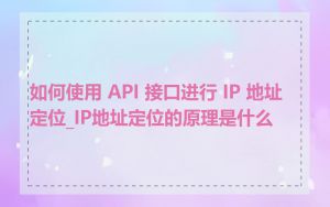 如何使用 API 接口进行 IP 地址定位_IP地址定位的原理是什么