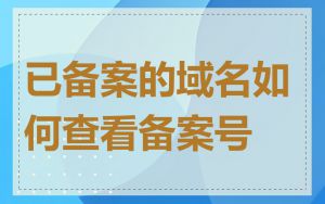 已备案的域名如何查看备案号