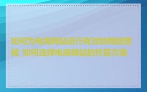 如何为电商网站进行有效的网络营销_如何选择电商网站的托管方案