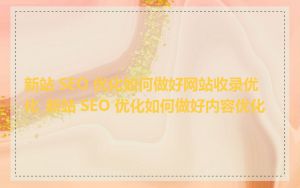 新站 SEO 优化如何做好网站收录优化_新站 SEO 优化如何做好内容优化