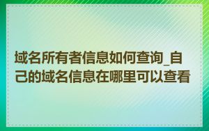 域名所有者信息如何查询_自己的域名信息在哪里可以查看