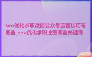 seo优化求职微信公众号运营技巧有哪些_seo优化求职注重哪些关键词