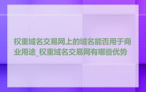 权重域名交易网上的域名能否用于商业用途_权重域名交易网有哪些优势