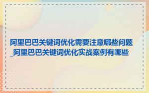 阿里巴巴关键词优化需要注意哪些问题_阿里巴巴关键词优化实战案例有哪些