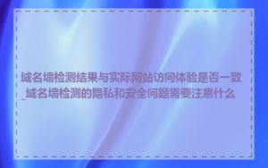 域名墙检测结果与实际网站访问体验是否一致_域名墙检测的隐私和安全问题需要注意什么