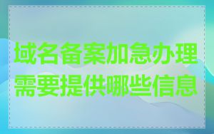 域名备案加急办理需要提供哪些信息