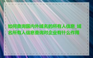 如何查询国内外域名的所有人信息_域名所有人信息查询对企业有什么作用