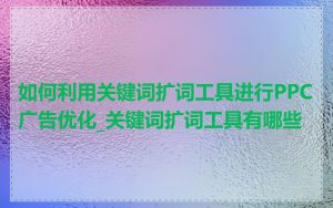 如何利用关键词扩词工具进行PPC广告优化_关键词扩词工具有哪些