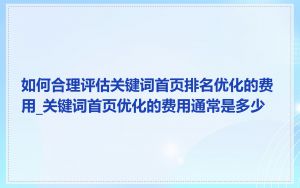 如何合理评估关键词首页排名优化的费用_关键词首页优化的费用通常是多少