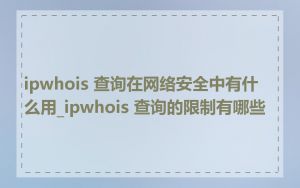 ipwhois 查询在网络安全中有什么用_ipwhois 查询的限制有哪些