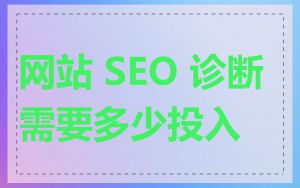 网站 SEO 诊断需要多少投入