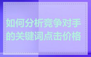 如何分析竞争对手的关键词点击价格