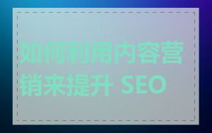 如何利用内容营销来提升 SEO