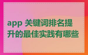 app 关键词排名提升的最佳实践有哪些