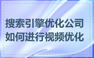 搜索引擎优化公司如何进行视频优化